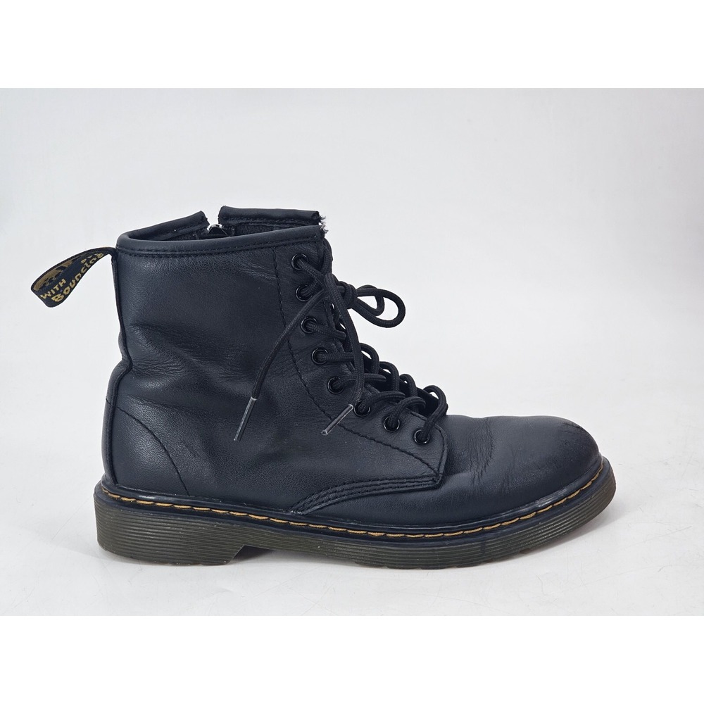 Dr. Martens Doc 1460 J Combat Boots Youth Size 3 Black Leather Side Zip